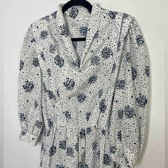 VINTAGE abstract print pleated details dress - Picture 2 of 8